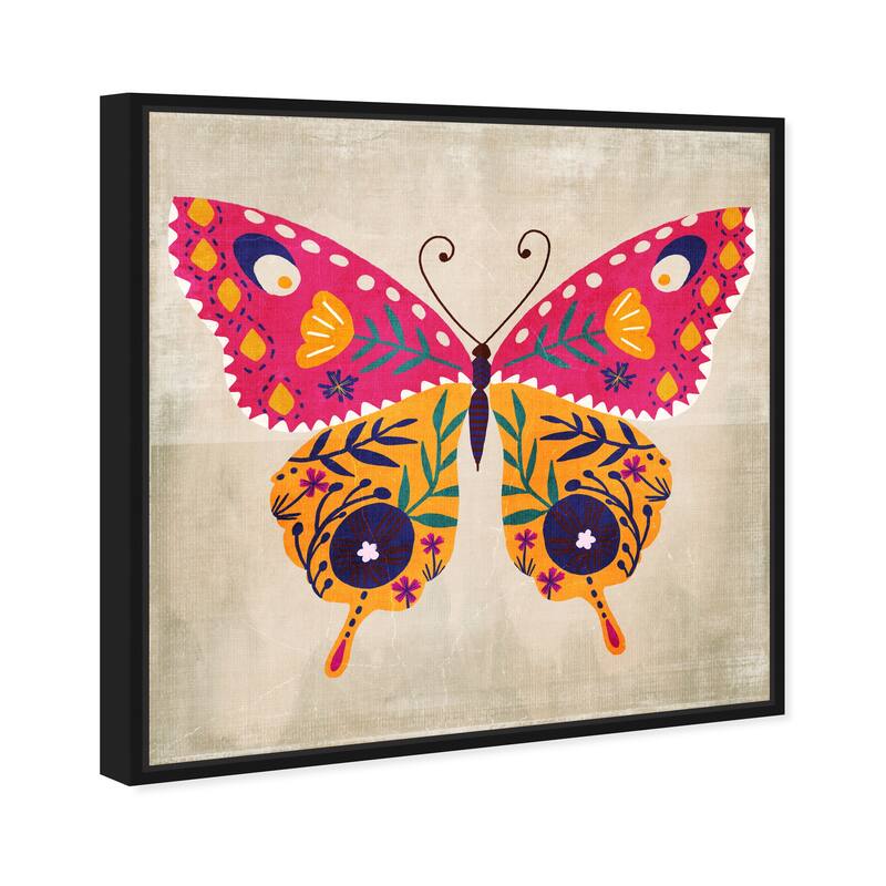 Oliver Gal 'Colorful Butterfly Wings Floral Pattern' Framed Canvas Art