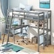 preview thumbnail 13 of 28, Costway Twin Size Loft Bed w/ Desk & Shelf 2 Ladders & Guard Rail for Grey