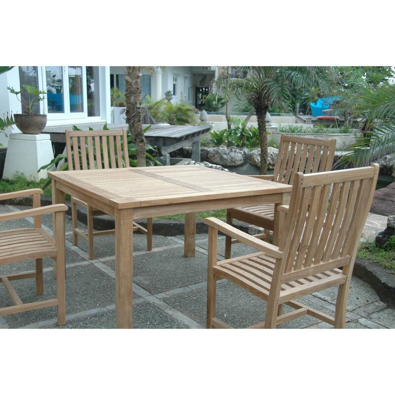 Outdoor Dining Set 5 Piece Teak Patio Table Set Weather Resistant