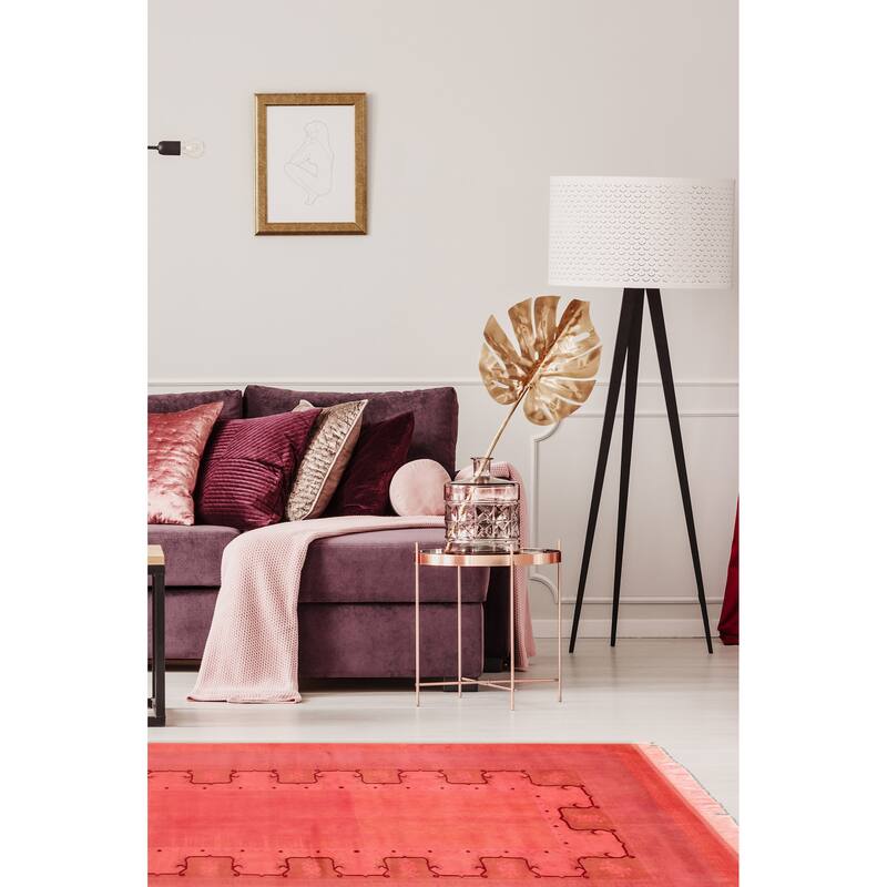 ECARPETGALLERY Hand-knotted Color Transition Dark Pink Wool Rug - 5'11 x 8'10