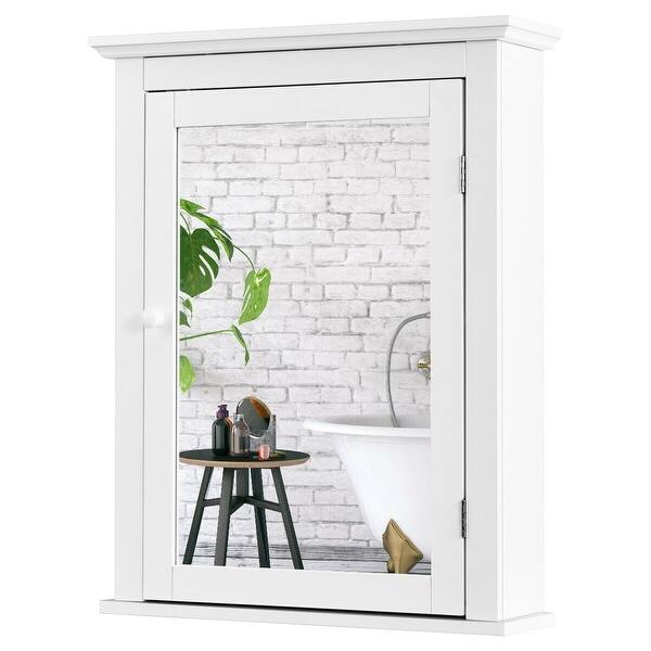 Bathroom Mirror Cabinet Wall Mounted Adjustable Shelf Medicine Storage White On Sale Overstock 30099747