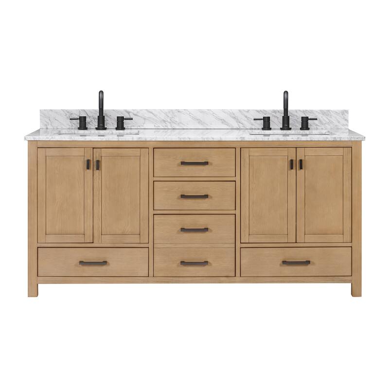 Avanity Modero 73 in. Double Vanity Combo in Matte Black finish and Carrara White Marble Top
