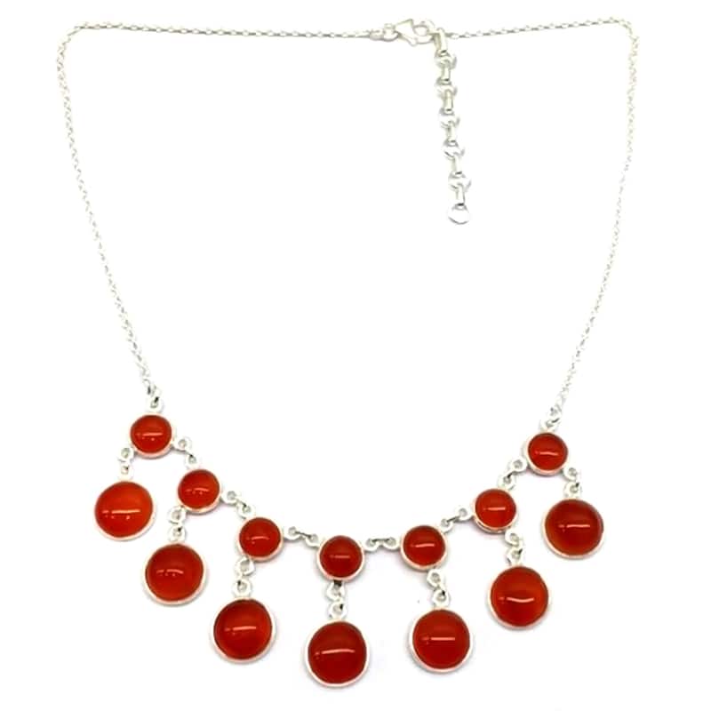 925 Sterling Silver Carnelian Necklace