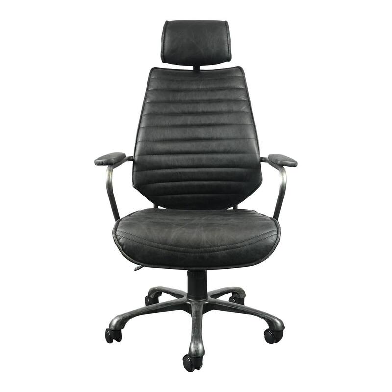 Office Chair Black Leather Ergonomic Desk Chair Modern Comfort Support