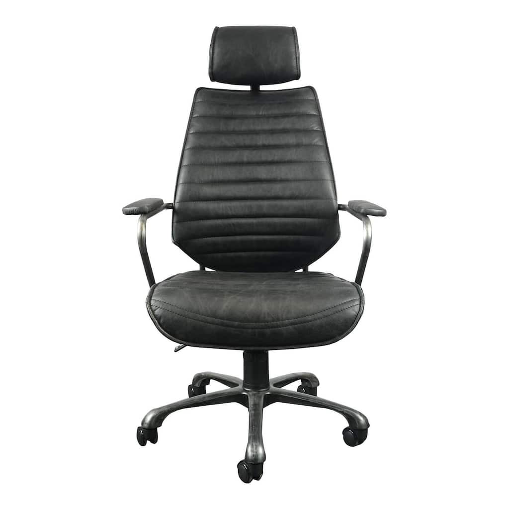 Office Chair Black Leather Ergonomic Desk Chair Modern Comfort Support