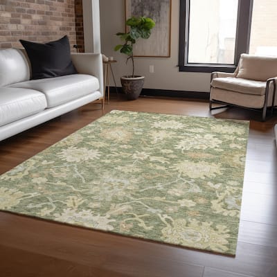 Machine Washable Indoor/ Outdoor Traditional Casual Chantille Rug