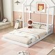 preview thumbnail 57 of 61, Pine Wood Roof-framed Headboard Floor Bed