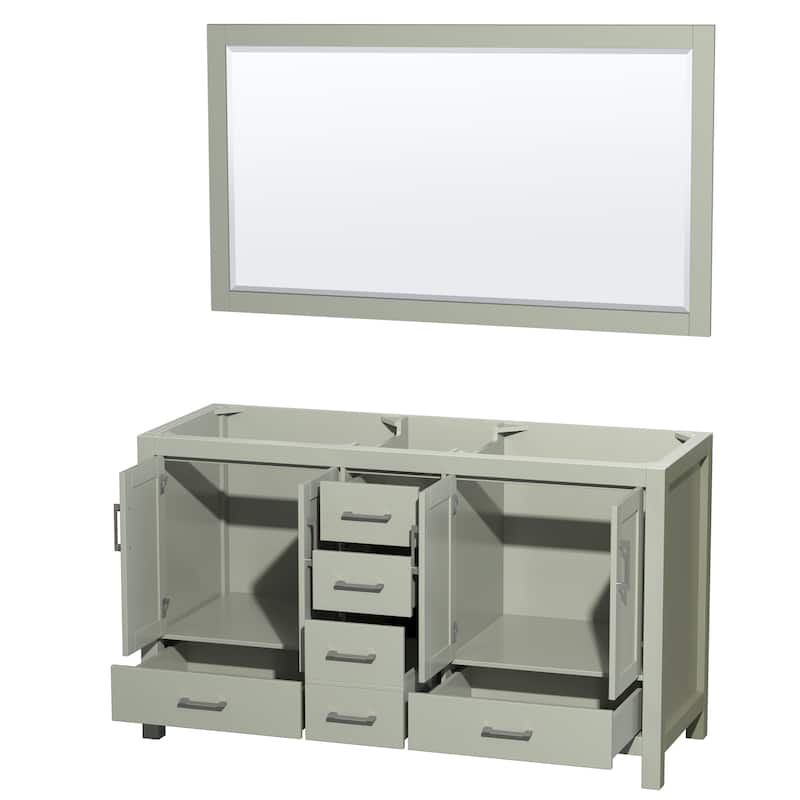 Wyndham Collection Sheffield Double Vanity Cabinet, 58-inch Mirror