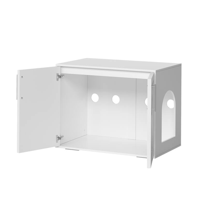 Cat Litter Box Enclosure, Hidden cat Litter Box Furniture with with 2 Doors and Pads