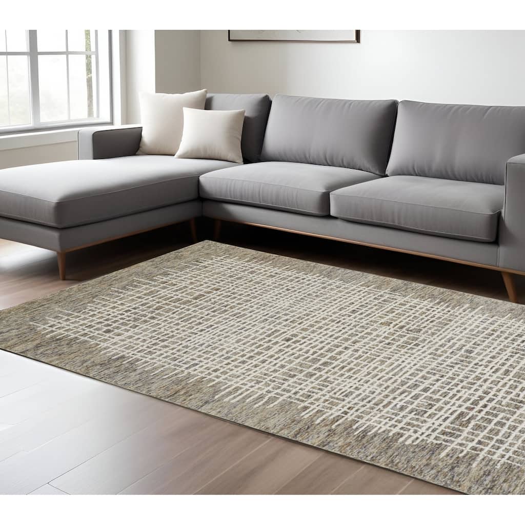 Wizen Hand Tufted Traditional Stain Resistant Durable Area Rug By HomeRoots - 8' x 10'