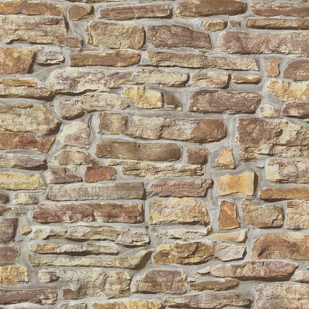 Galerie Wallcoverings Bricks and More Collection Rustic Stone Wall Matte Finish Vinyl on Non-woven Wallpaper Roll