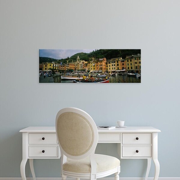 Easy Art Prints Panoramic Images's 'Fishing boats at the harbor, Portofino, Italy' Premium Canvas Art
