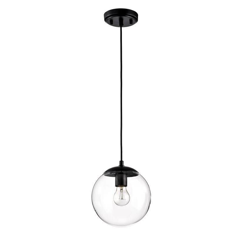 7.75 in. 1-Light Matte Black/Brushed Nickel Pendant Light with Clear Globe Glass Shade