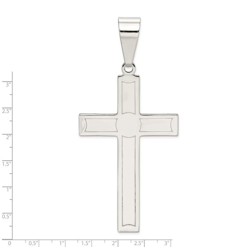 Curata 925 Sterling Silver 18" Satin Flat Cross Men's Extra Large Necklace - 48x78mm