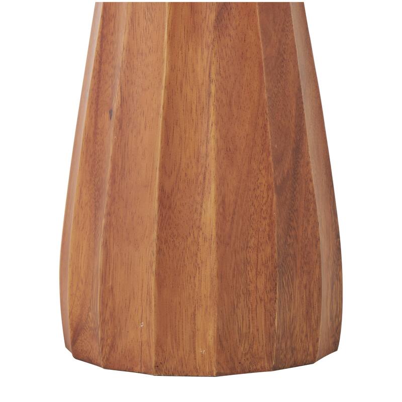 Wood Handmade Tall Pleated Floor Decorative Vase - Brown - Roche River Decor