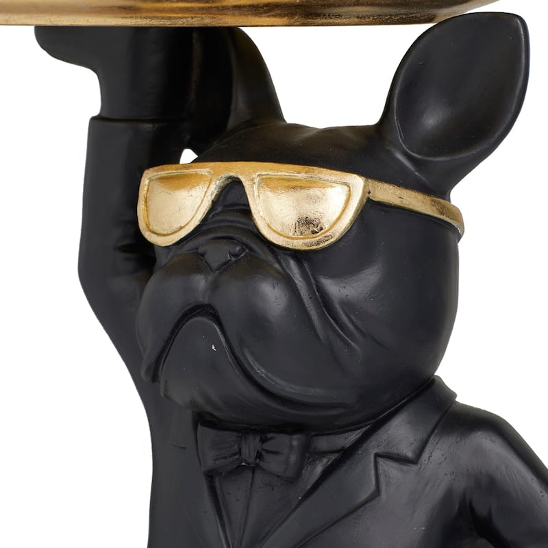 Black Polystone Traditional Sculpture - 15"L x 14"W x 14"H