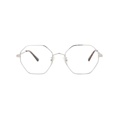 McQ Alexander McQueen Square-Frame Metal Optical Frames, Transparent Lens, Shiny Silver Frame
