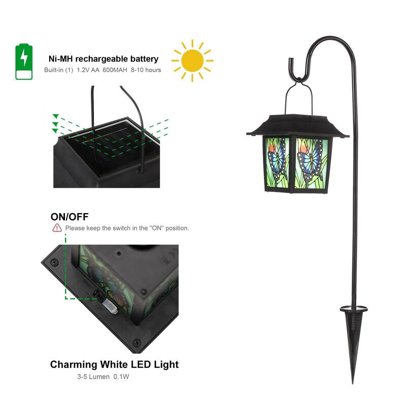 Glitzhome 30"H Solar Post Light Standing Garden Lantern Pathway Decor