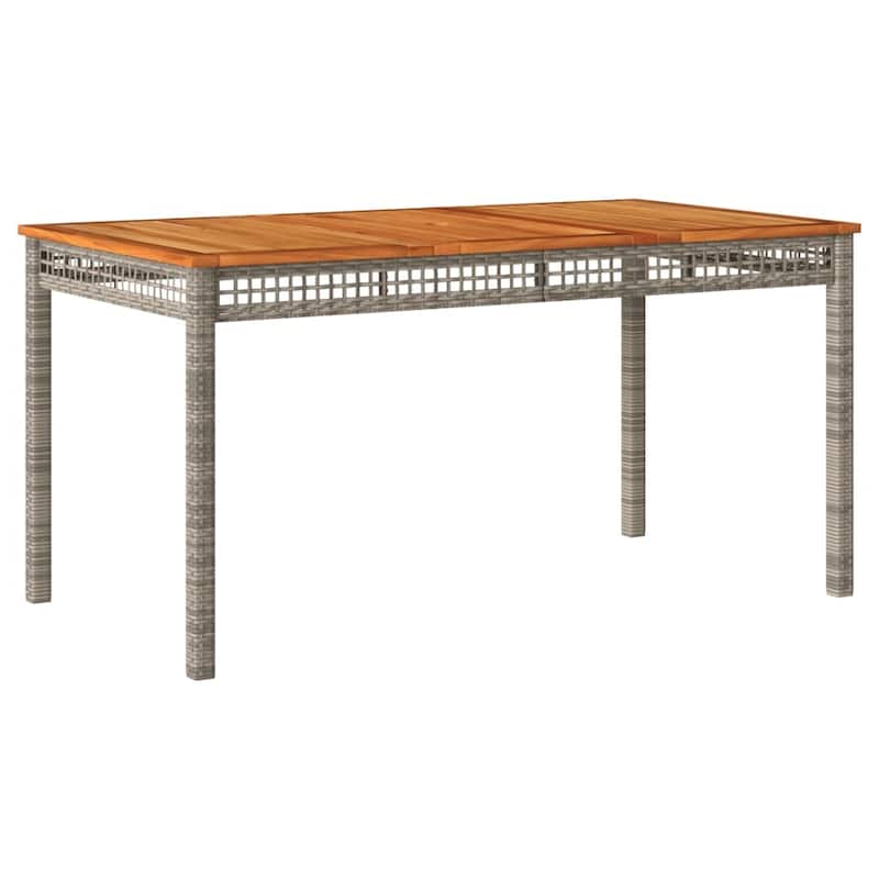 vidaXL Patio Table Furniture Outdoor Garden Backyard Poly Rattan Acacia Wood