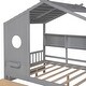 preview thumbnail 13 of 26, Full House Bed with Drawers & Shelf - Cozy Gray/White Wood Finish