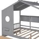preview thumbnail 27 of 43, Kids Playhouse Bed Frame Wood Semi Enclosed House Bed with Storage Headboards & 2 Drawers, Roof Platform Bed, Wood Slat Support