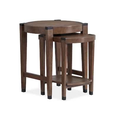 Magnussen Home Kaysen Wallaby and Matte Black Nesting End Table - 22''W x 22''D x 26''H