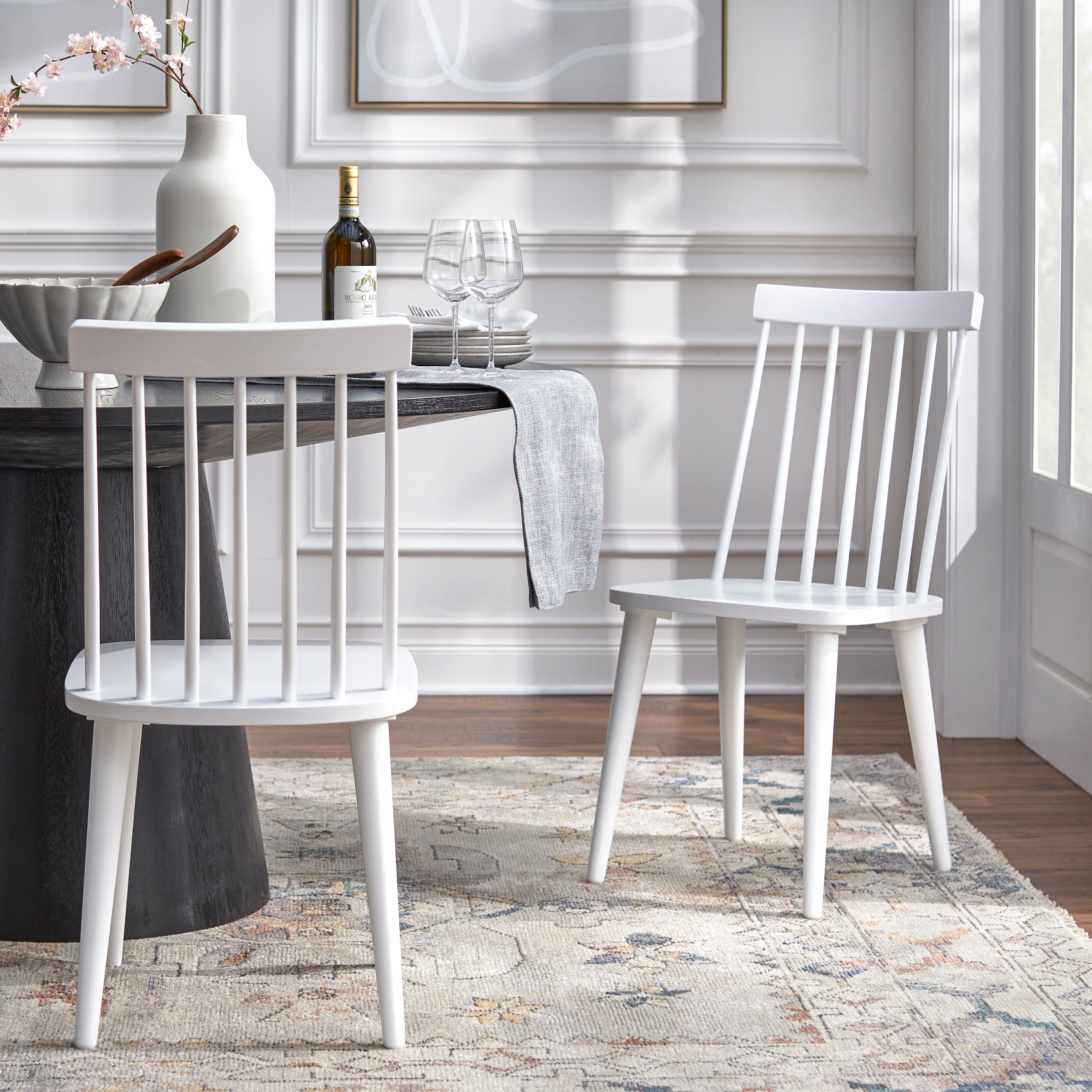 Set of 2 white dining hotsell chairs