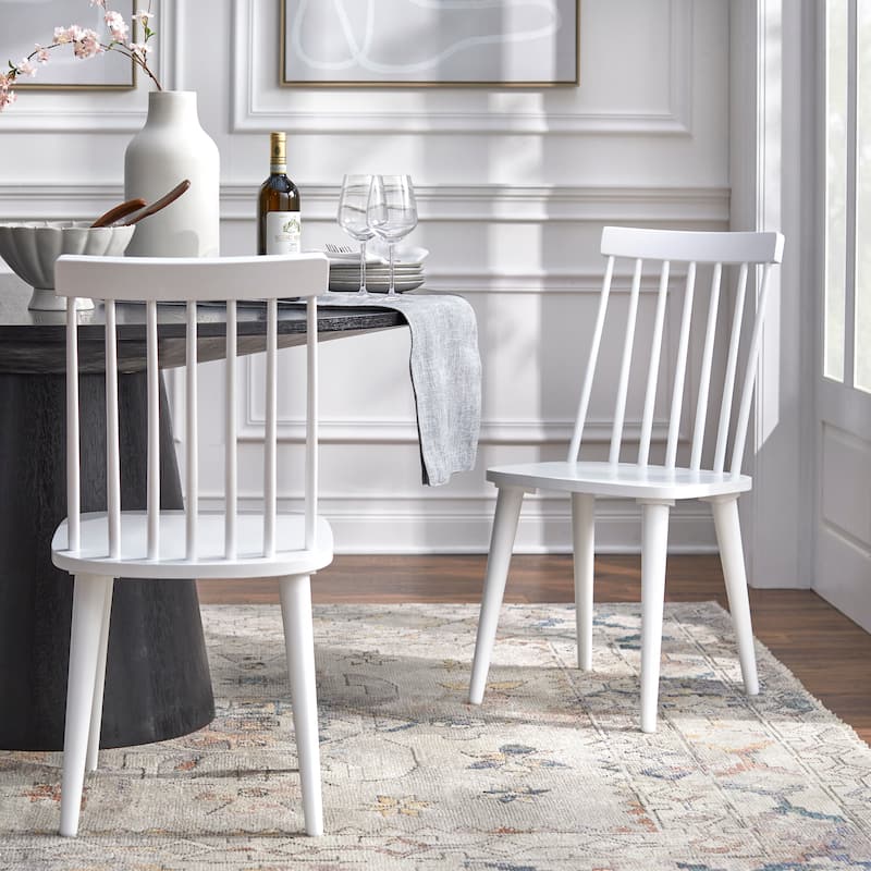 Lifestorey Lowry Solid Wood Spindle Dining Chairs (Set of 2) - Set of 2 - White - Dining Height