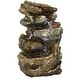 preview thumbnail 11 of 12, Sunnydaze Tiered Rock and Log Tabletop Fountain with LED Lights - 10.5-Inch