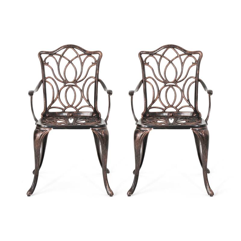Tucson Cast Aluminum Outdoor Dining Chairs by Christopher Knight Home