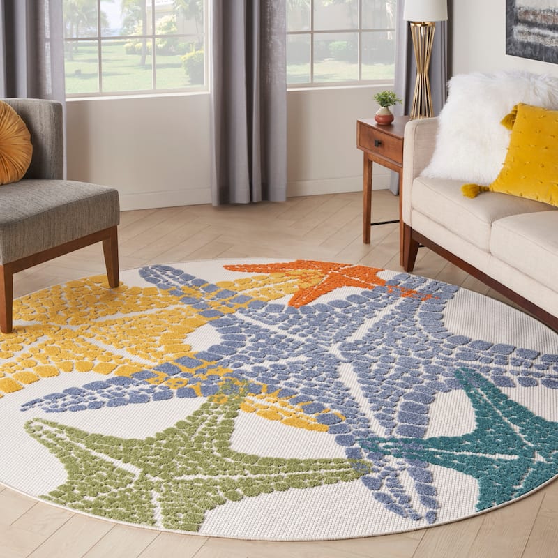 Aloha Coastal Starfish Beach Indoor/Outdoor Area Rug