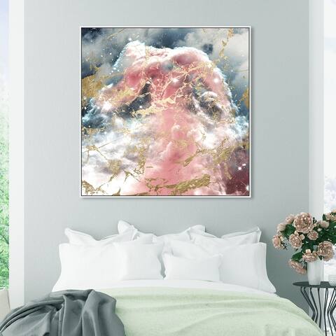 Oliver Gal Abstract Wall Art Framed Canvas Prints 'A Galaxy Dream' Textures - Pink, Gold
