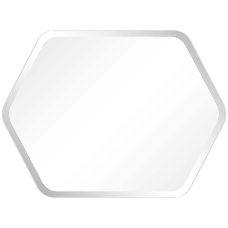 Frameless Beveled Hexagonal Black Matte Finished Wall Mirror - 24" x 32" x 0.6"
