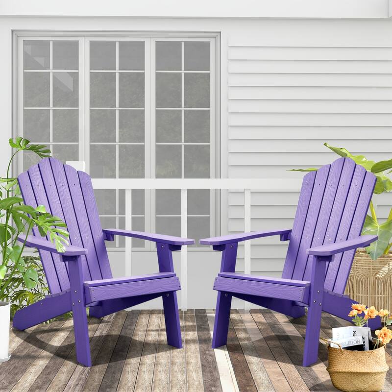 OVIOS Plastic Wood Adirondack Outdoor Patio Chair Set of 2