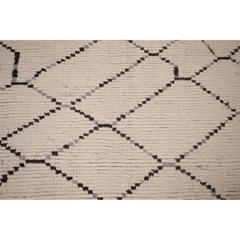 Moroccan Oriental Area Rug Handmade Stripe Wool Carpet - 5'11"x 10'0"