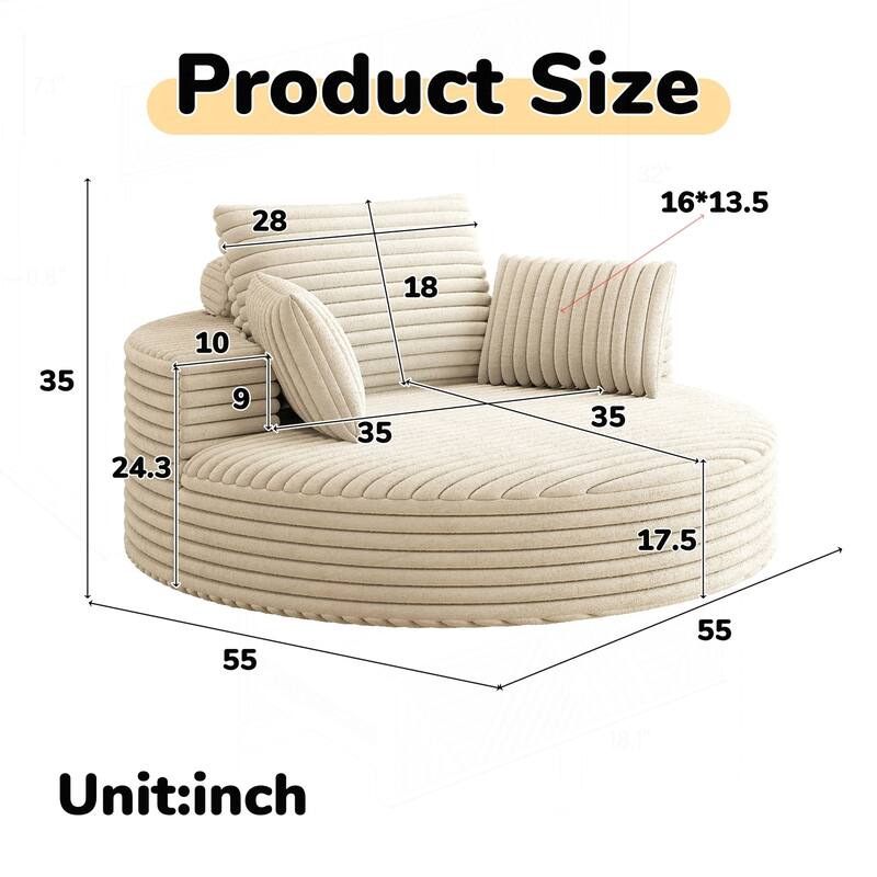 Comfortable Corduroy Foam Swivel Chair for Various Rooms, Enhancing Relaxation