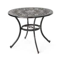 Tucson Outdoor Round Cast Aluminum Dining Table by Christopher Knight ...