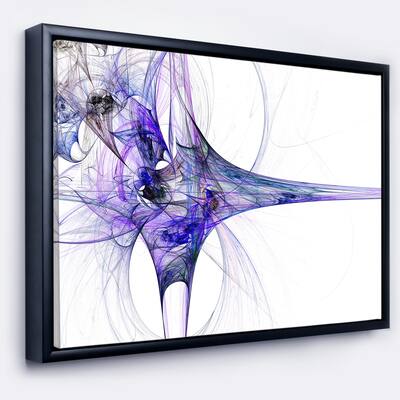Designart "Large Fractal Artwork Blue" Abstract Framed Canvas art print