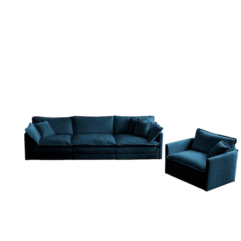 Roomfitters 2-Piece Modular Sofa Set, 3-Seater Deep Seat Couch & Accent Armchair
