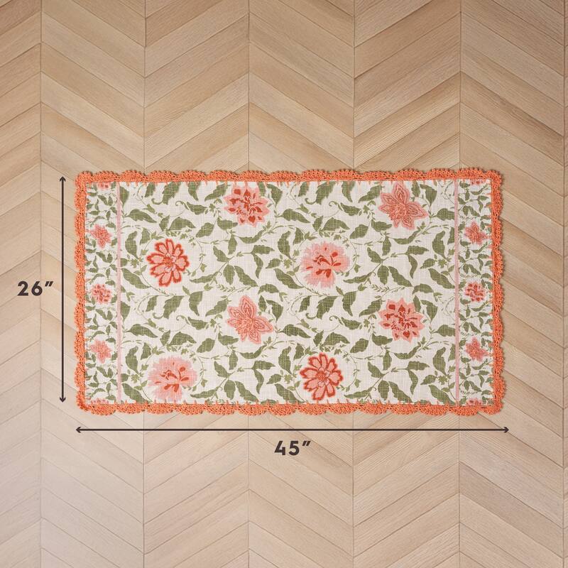 Laura Ashley Cotton Slub Crochet Border Rugs