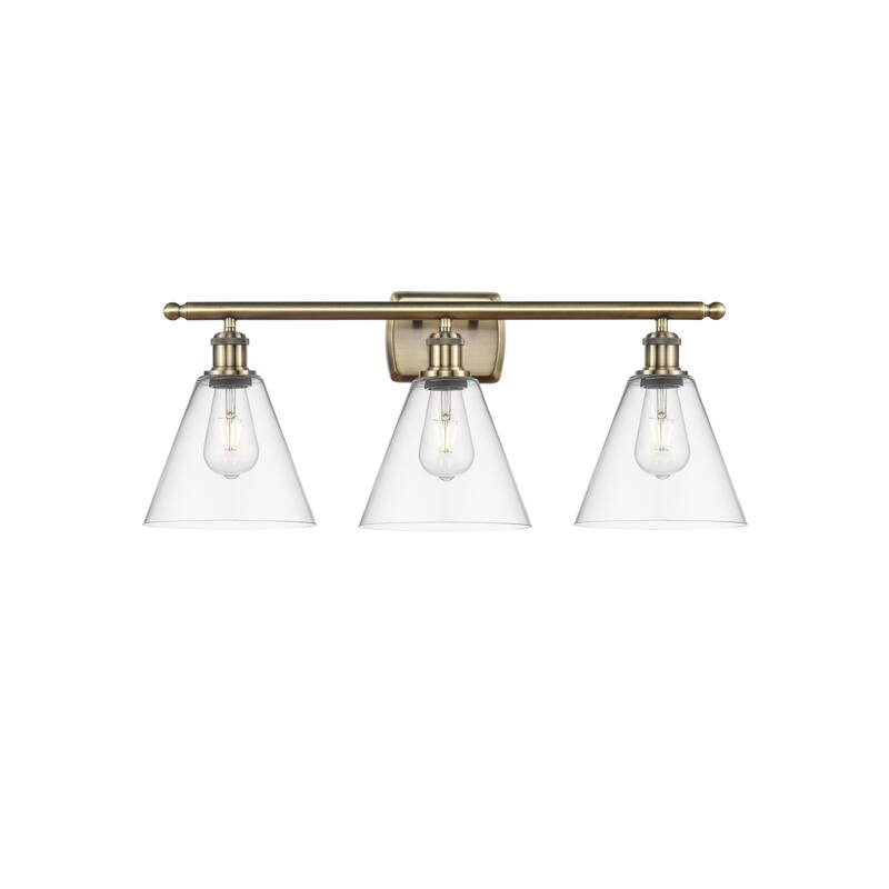 Innovations Lighting 516-3W-11-28 Berkshire Vanity Berkshire 3 Light - Antique Brass / Clear