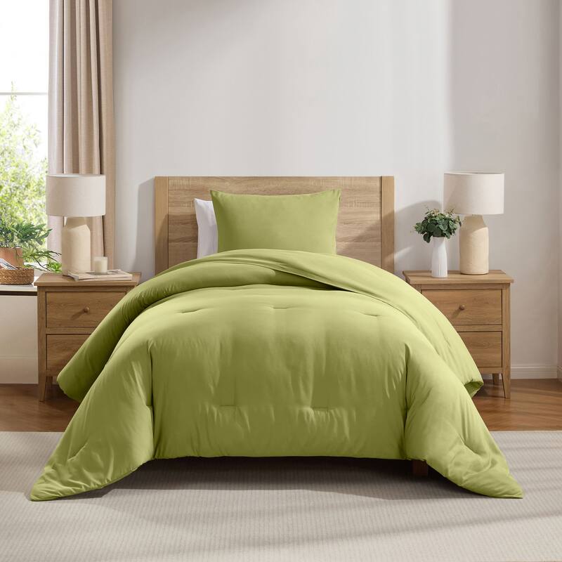 Empyrean Modern Reversible Comforter - Olive Green - Twin