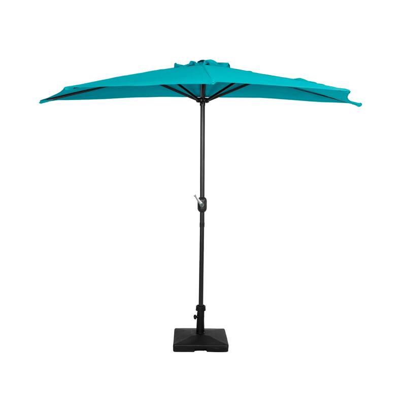 9 ft Half Market Umbrella With Heavy Duty Concrete Base Stand