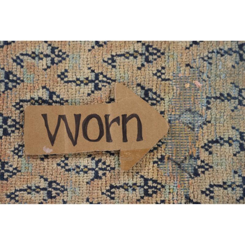 Geometric Botemir Persian Vintage Runner Rug Handmade Wool Carpet - 3'5" x 10'2"