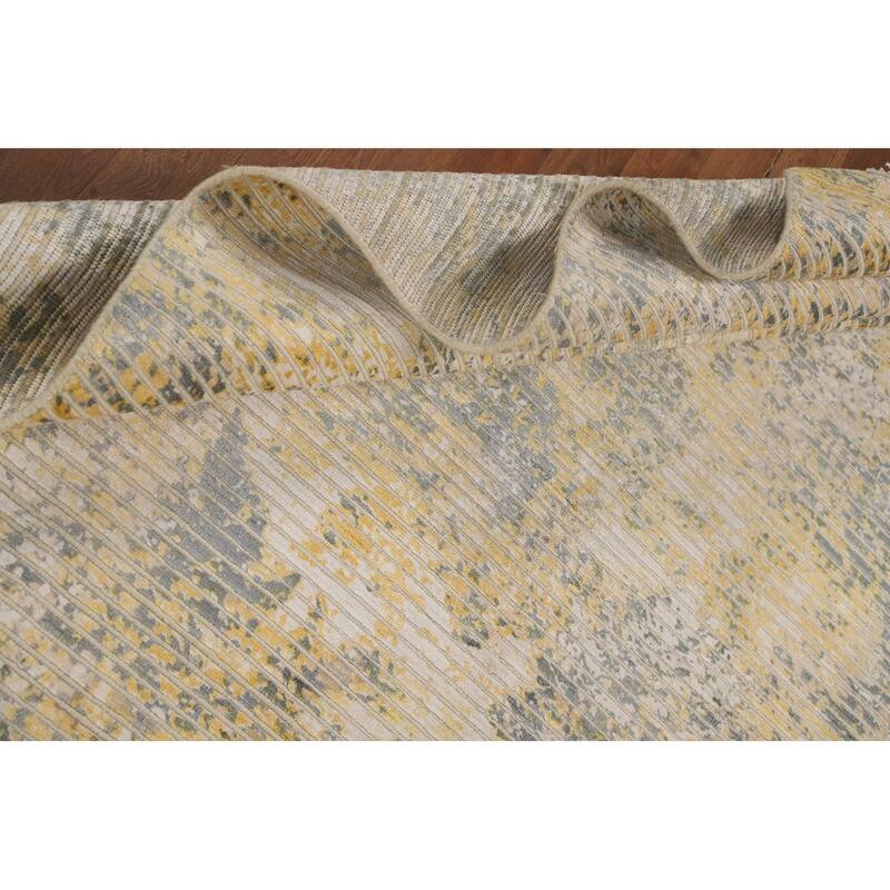 Striped Abstract Area Rug Hand-Knotted Wool Carpet - 5'6" x 7'10"