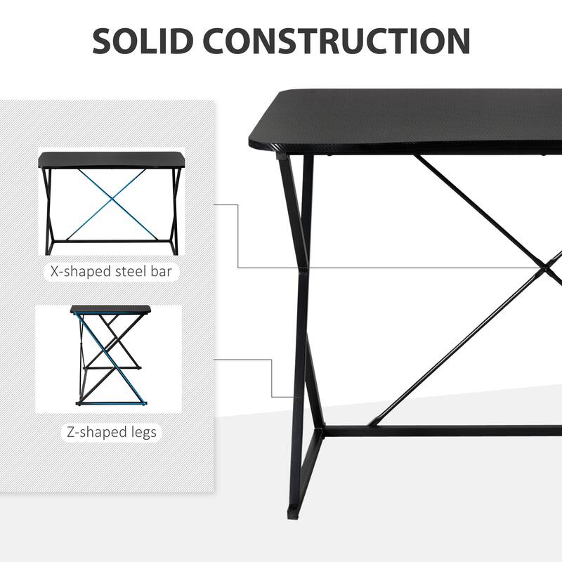 HOMCOM 43" Computer Desk Study Student Writing Table with Z and X Bar Frame Support for Living Room, or Home Office, Black