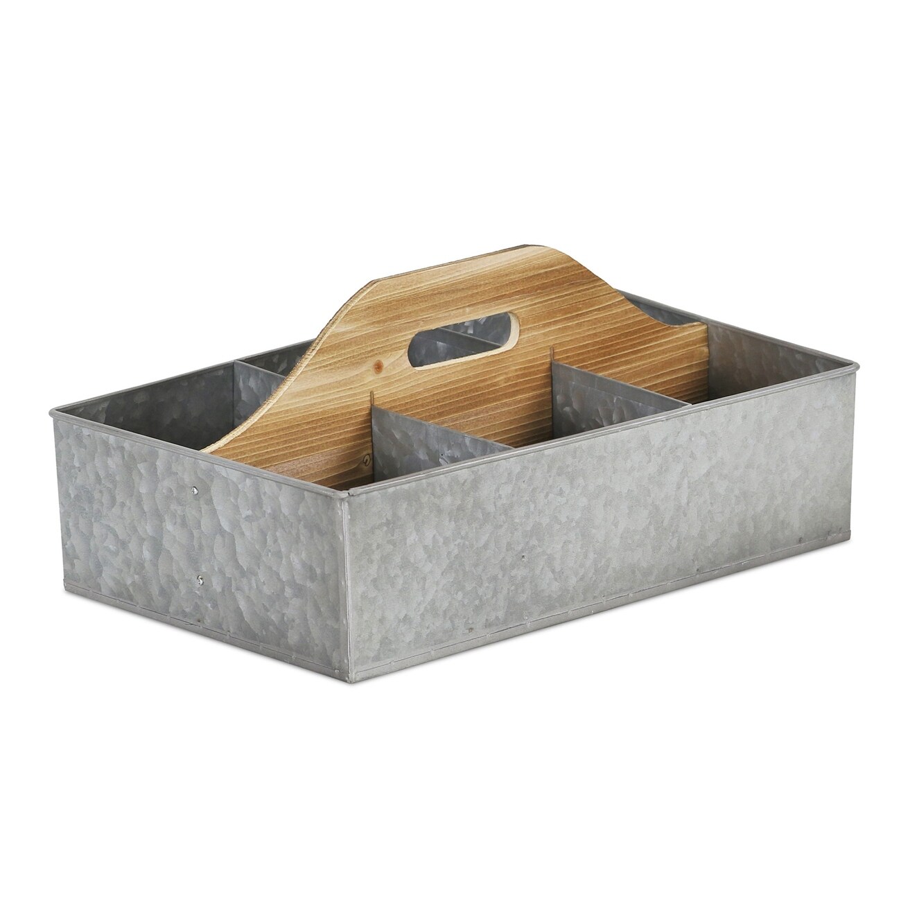 Rectangular 6 Compartment Metal Storage Tote Container Basket Organizer 