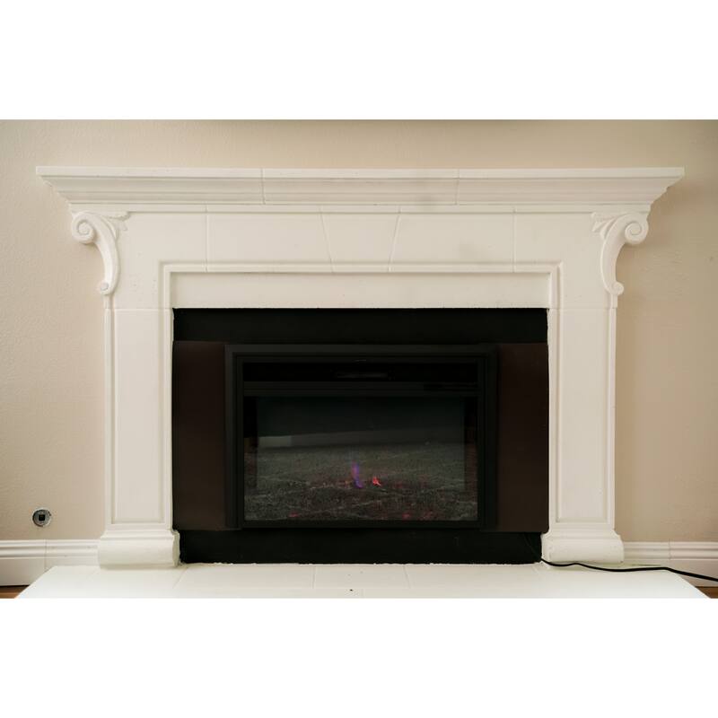 XBrand Insert Fireplace Heater w/Remote Control and LED Flame Effect, 32 Inch Long, Black