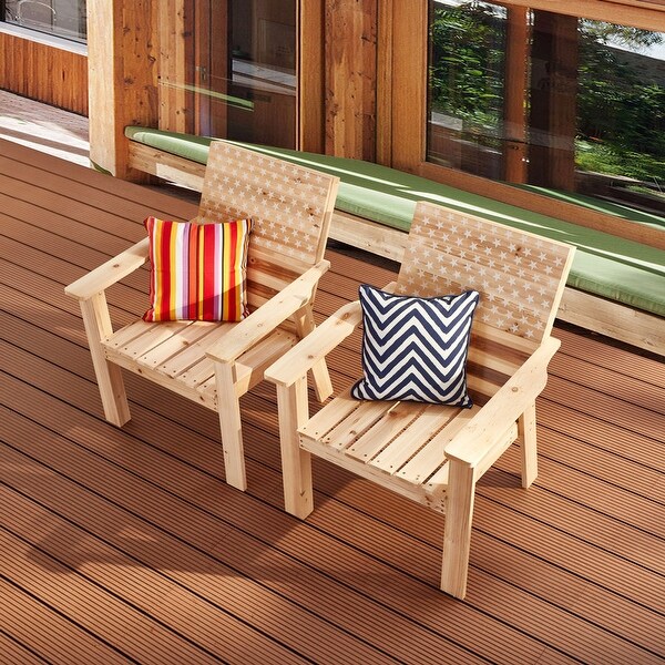 Shop Patio Festival Outdoor Wood Chair (Set of 2 ...