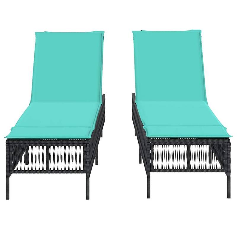 vidaXL Sun Loungers with Cushions Outdoor Chaise Lounge 2 Pcs Poly Rattan